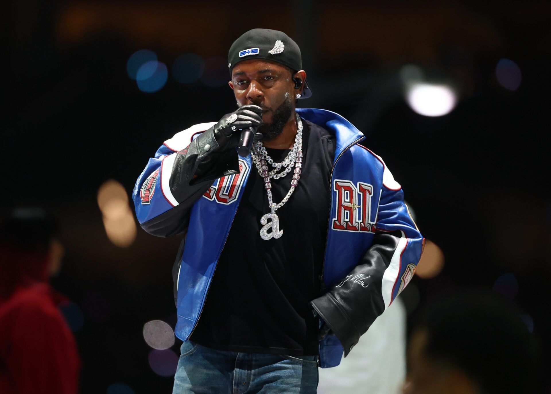 Recording artist Kendrick Lamar performs during the halftime show of Super Bowl LIX between the Philadelphia Eagles and the Kansas City Chiefs at Ceasars Superdome.