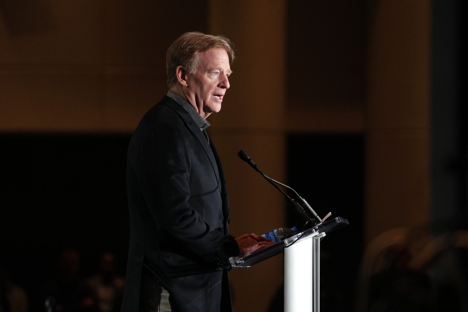 NFL commissioner Roger Goodell speaks at the Super Bowl LIX host committee handoff press conference.