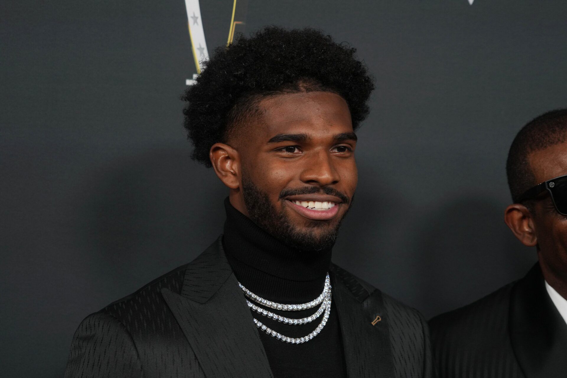 Shedeur Sanders on the red carpet before Super Bowl LIX NFL Honors at Saenger Theatre.