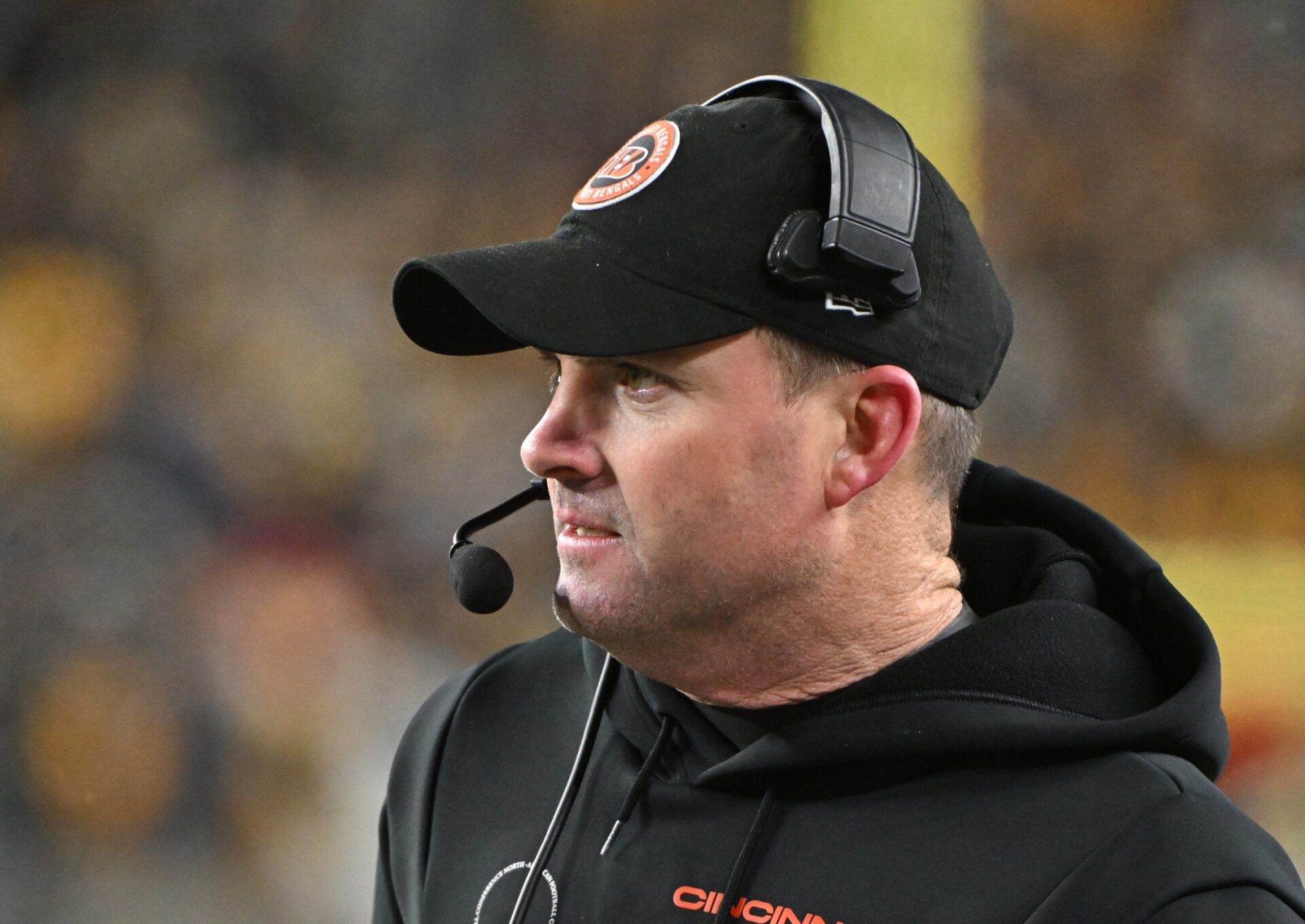 Cincinnati Bengals head coach Zac Taylor looks on during the third quarter against the Pittsburgh Steelers at Acrisure Stadium.