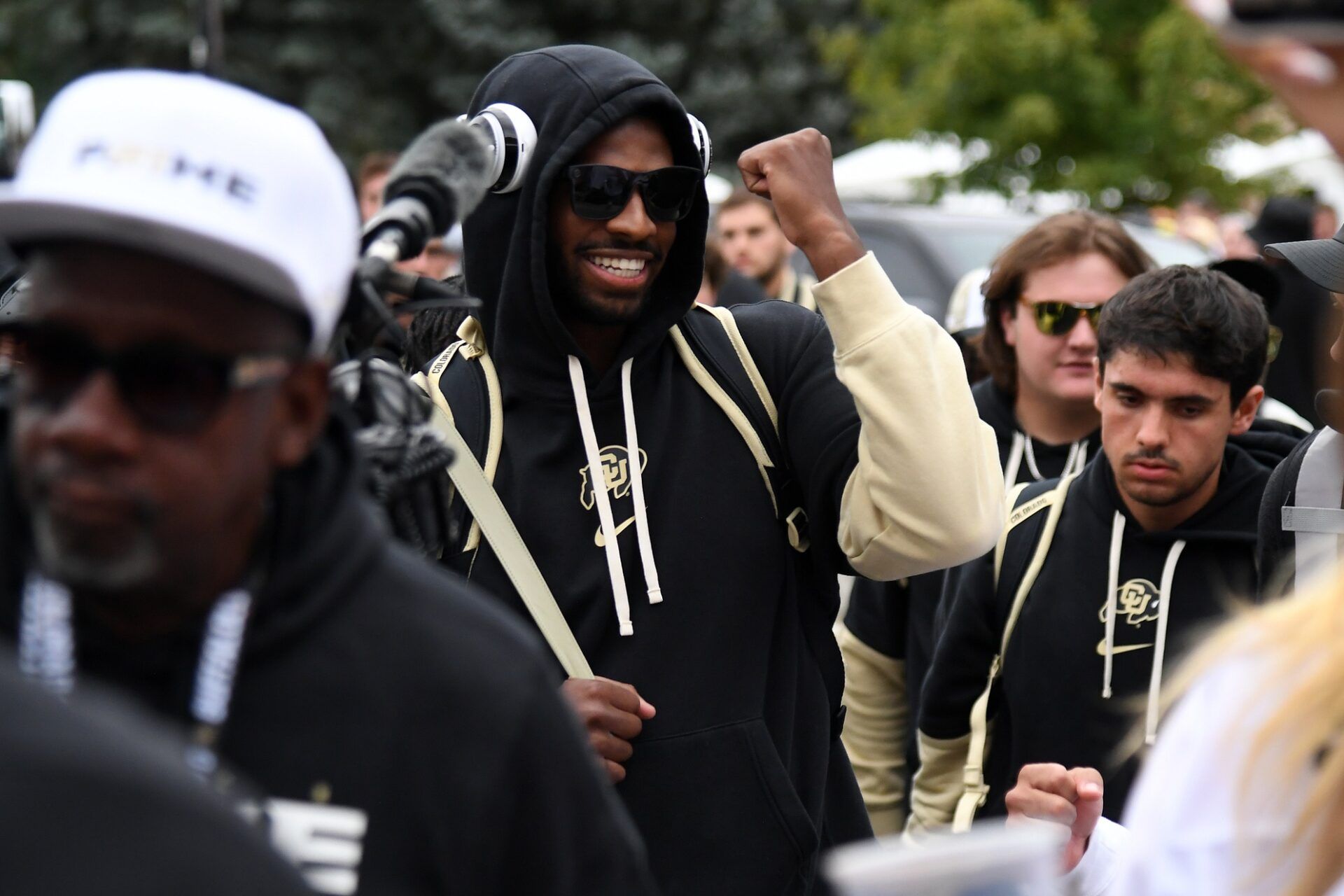 Colorado Buffaloes quarterback Shedeur Sanders (2) walks through Buff Walk before the game against the Baylor Bears at Folsom Field.