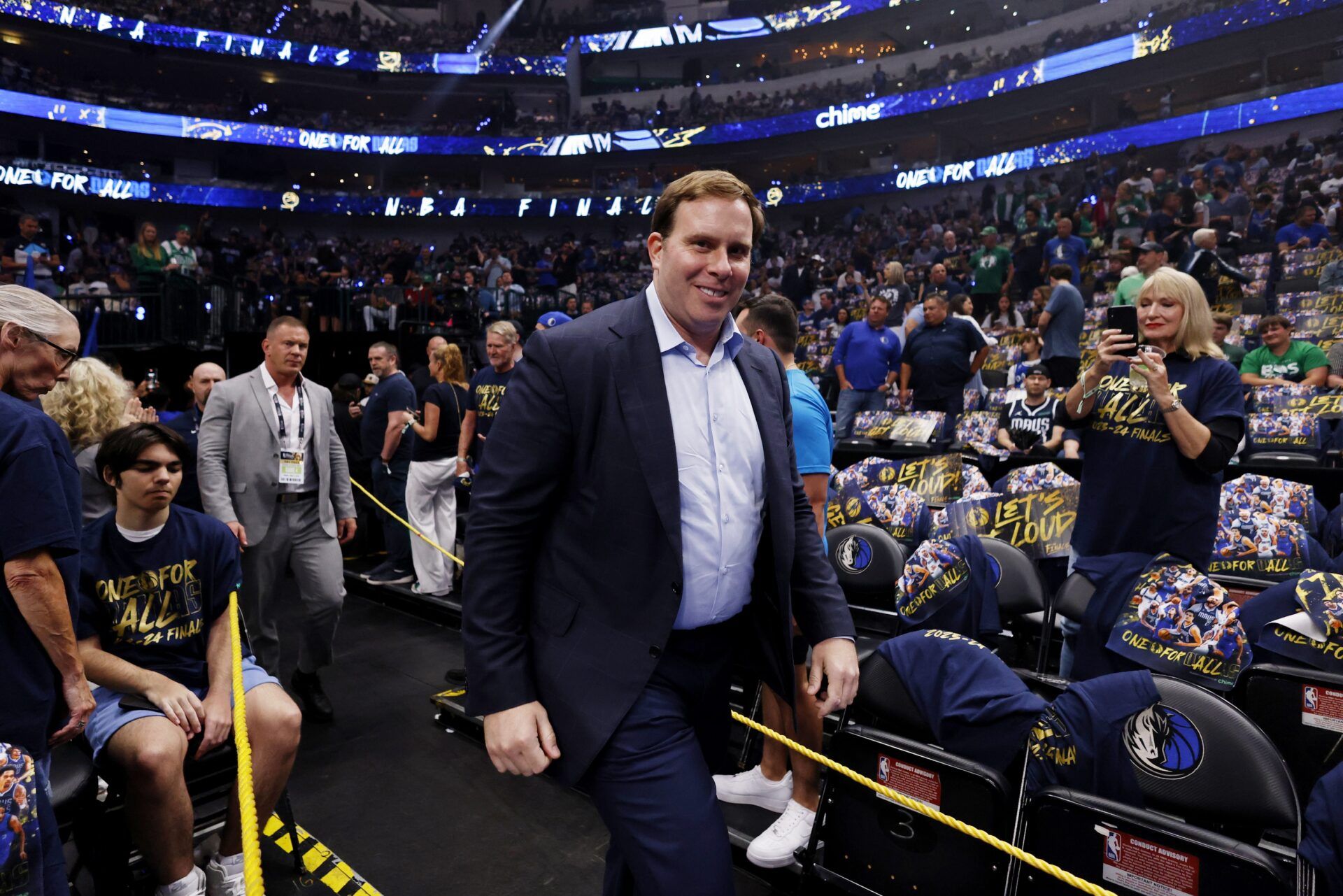 Dallas Mavericks owner Patrick Dumont walks onto the court before game four of the 2024 NBA Finals against the Boston Celtics at American Airlines Center.