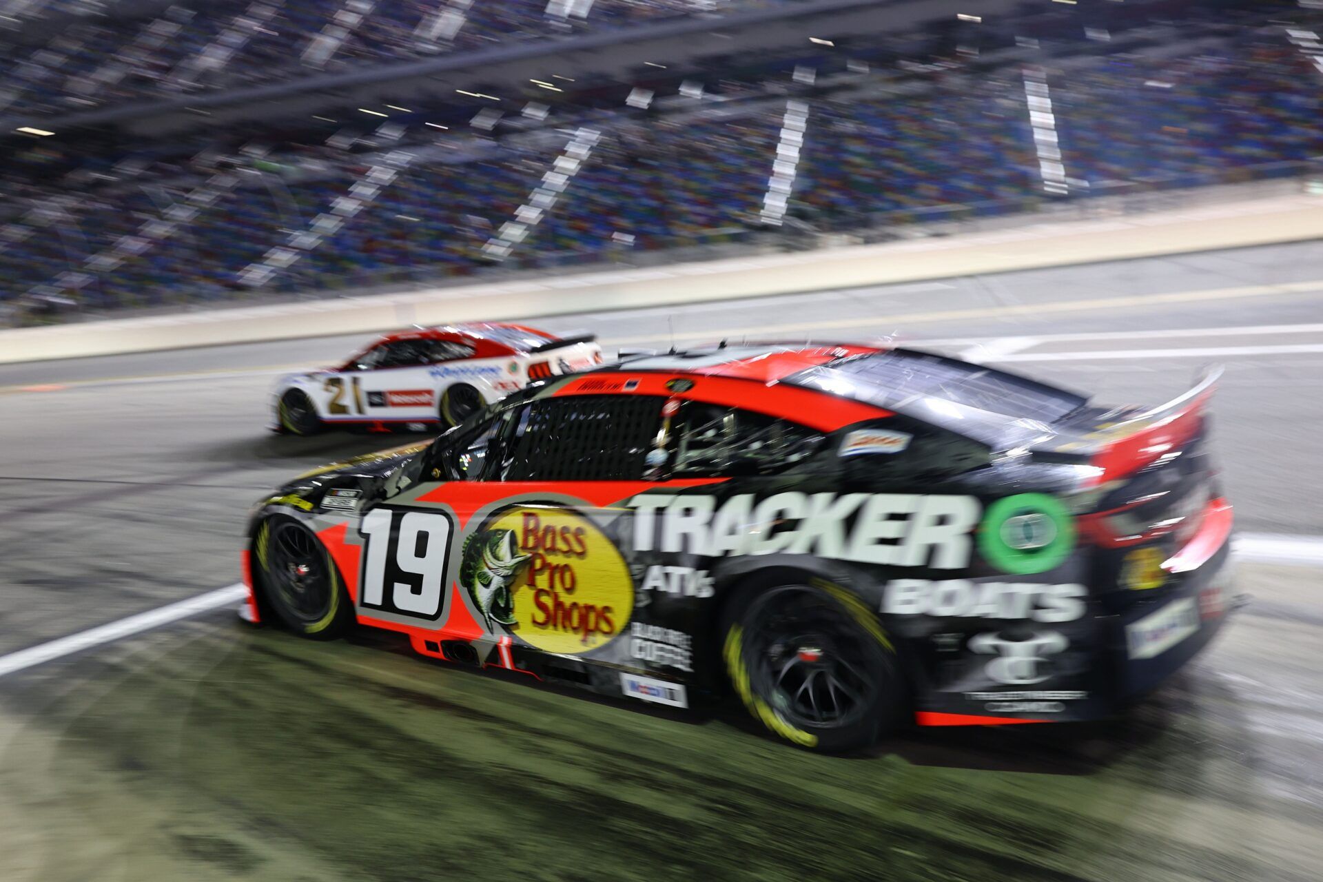 NASCAR Cup Series driver Chase Briscoe (19) makes a pitstop during Duel 1 at Daytona International Speedway.