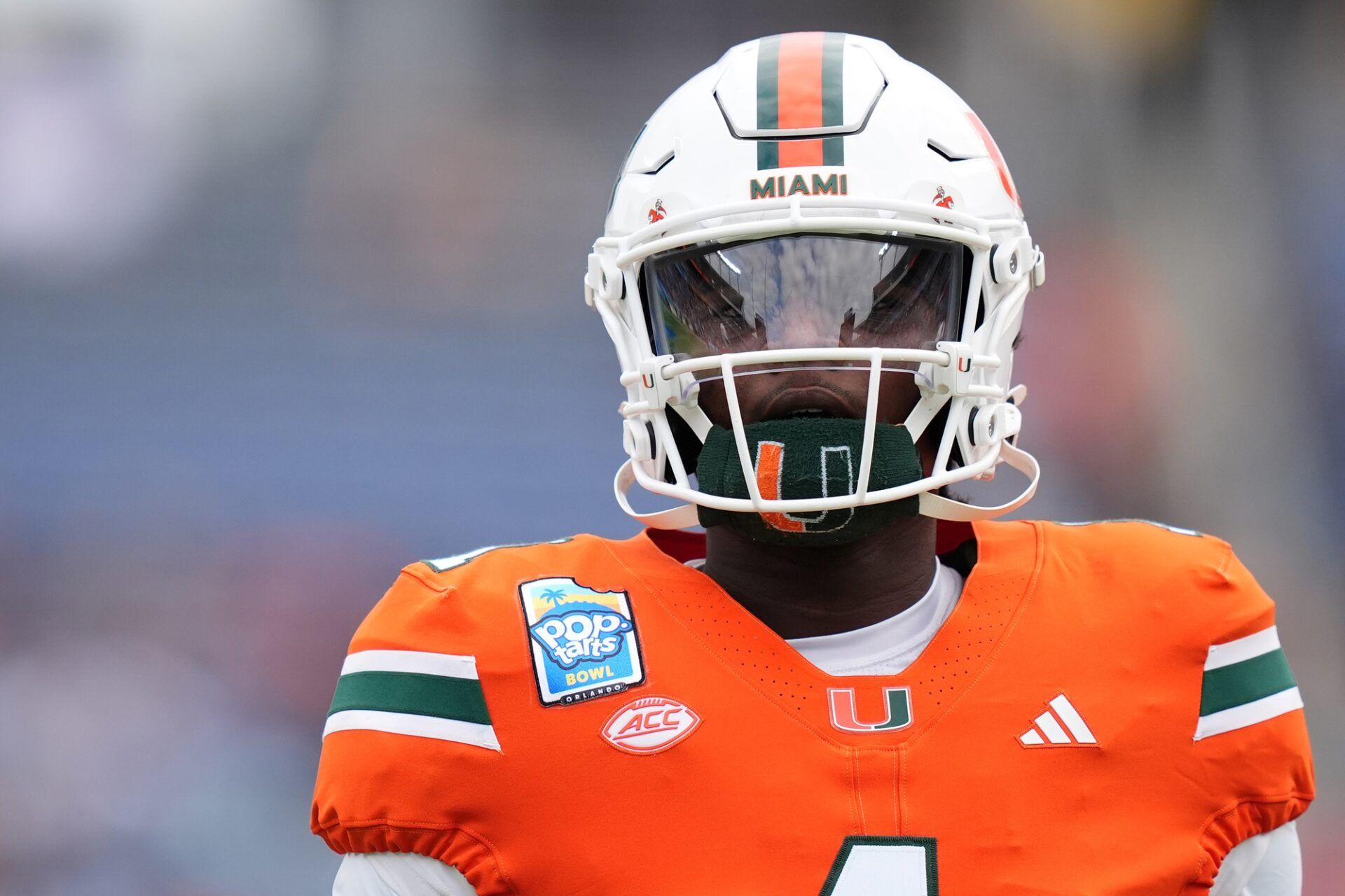 Miami Hurricanes quarterback Cam Ward (1) warms up prior to the game against the Iowa State Cyclones at Camping World Stadium.