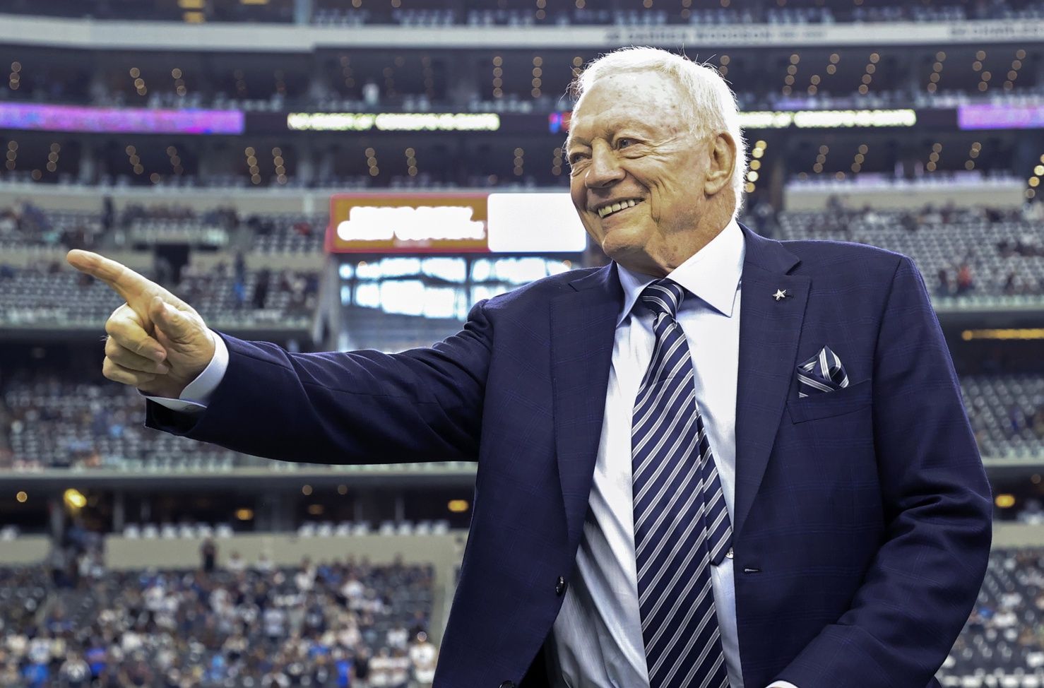 Dallas Cowboys owner Jerry Jones before the game against the Detroit Lions at AT&T Stadium.