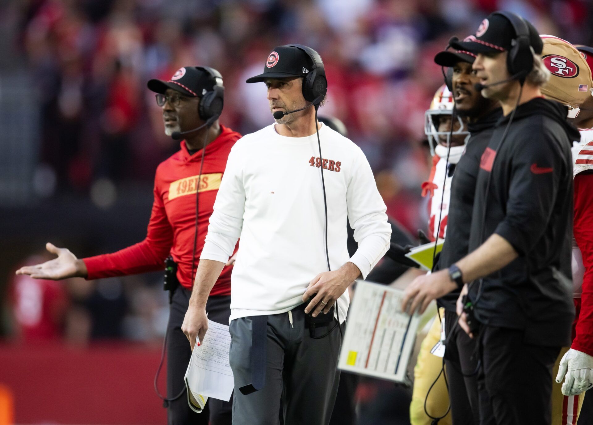 San Francisco 49ers head coach Kyle Shanahan against the Arizona Cardinals at State Farm Stadium.