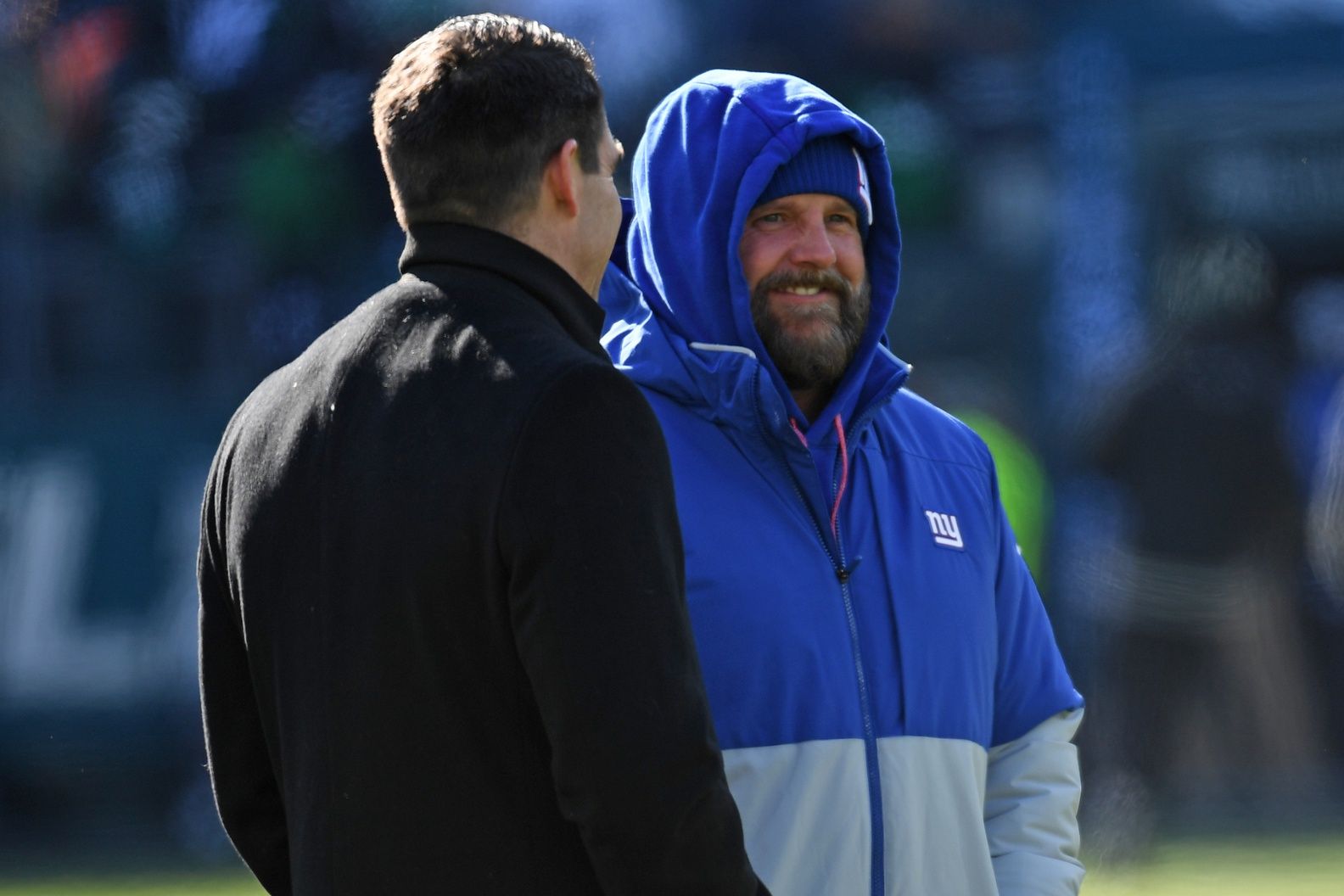 New York Giants general manager Joe Schoen and head coach Brian Daboll before game against the Philadelphia Eagles at Lincoln Financial Field.