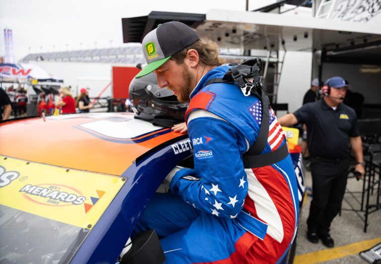ARCA Series driver Garrett Mitchell aka Cleetus McFarland during practice for the Ride the 'Dente 200 at Daytona International Speedway.