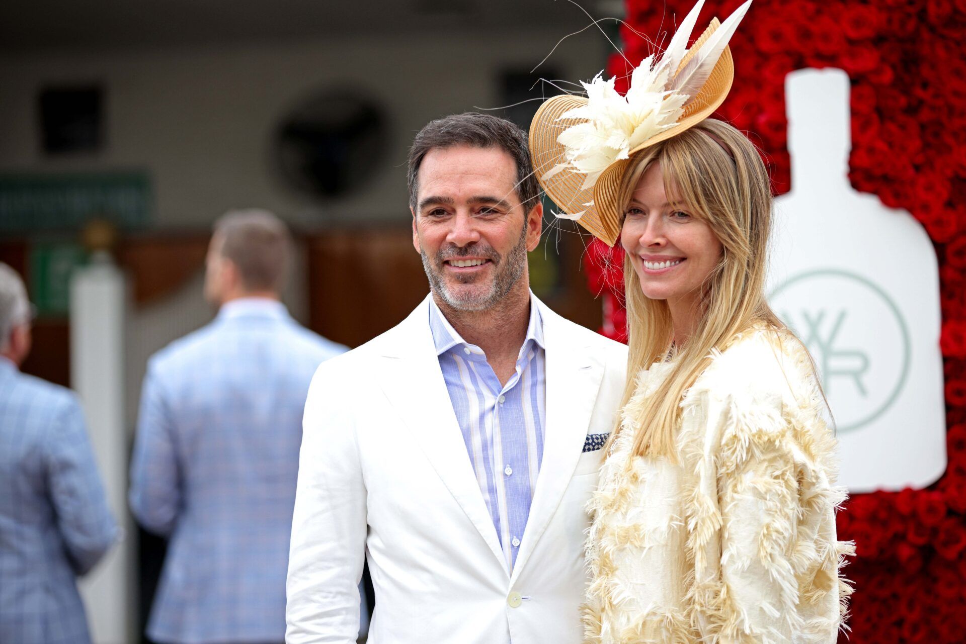 Indycar driver Jimmie Johnson pose for picture with his wife Chandra Janway before the 148th running of the Kentucky Derby at Churchill Downs.