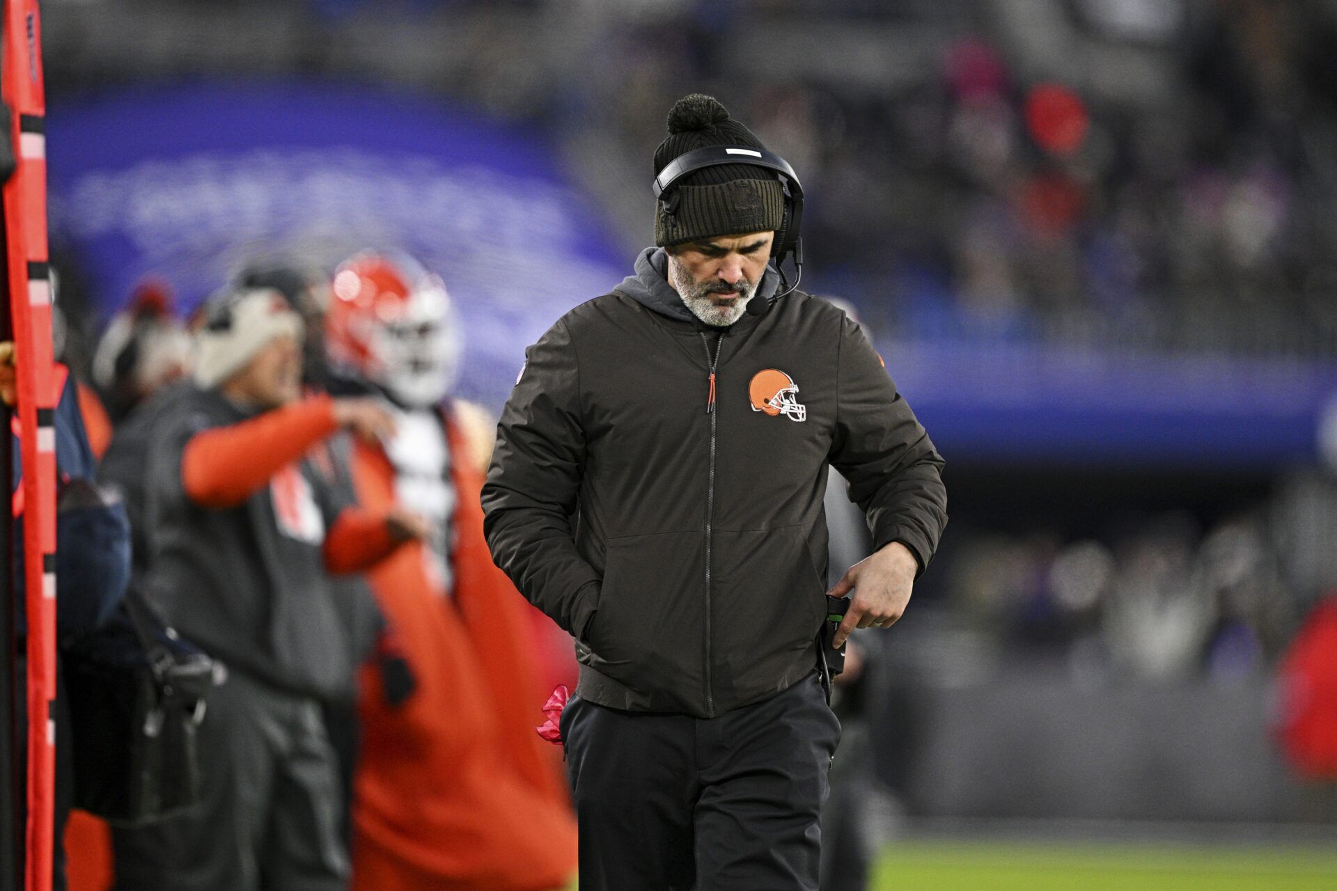 Cleveland Browns head coach Kevin Stefanski looks on during the second quarter against the Baltimore Ravens at M&T Bank Stadium.