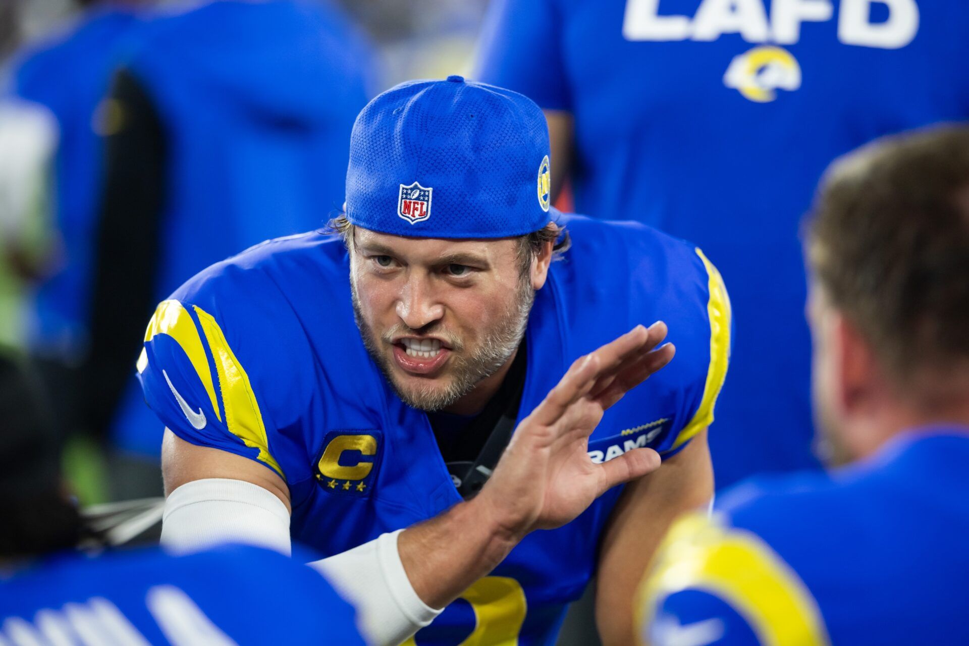 Los Angeles Rams quarterback Matthew Stafford (9) against the Minnesota Vikings during an NFC wild card game at State Farm Stadium.