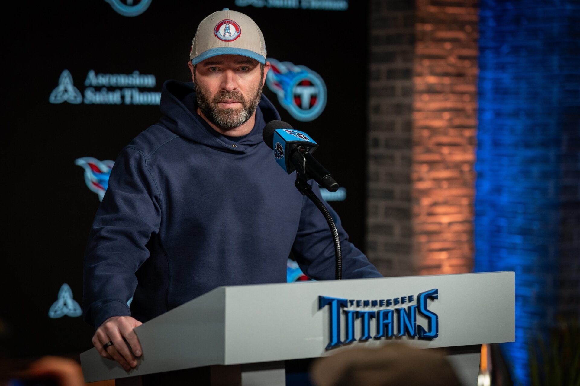 Tennessee Titans head coach Brian Callahan speaks during a press conference at Ascension Saint Thomas Sports Park in Nashville, Tenn., Monday, Jan. 6, 2025.