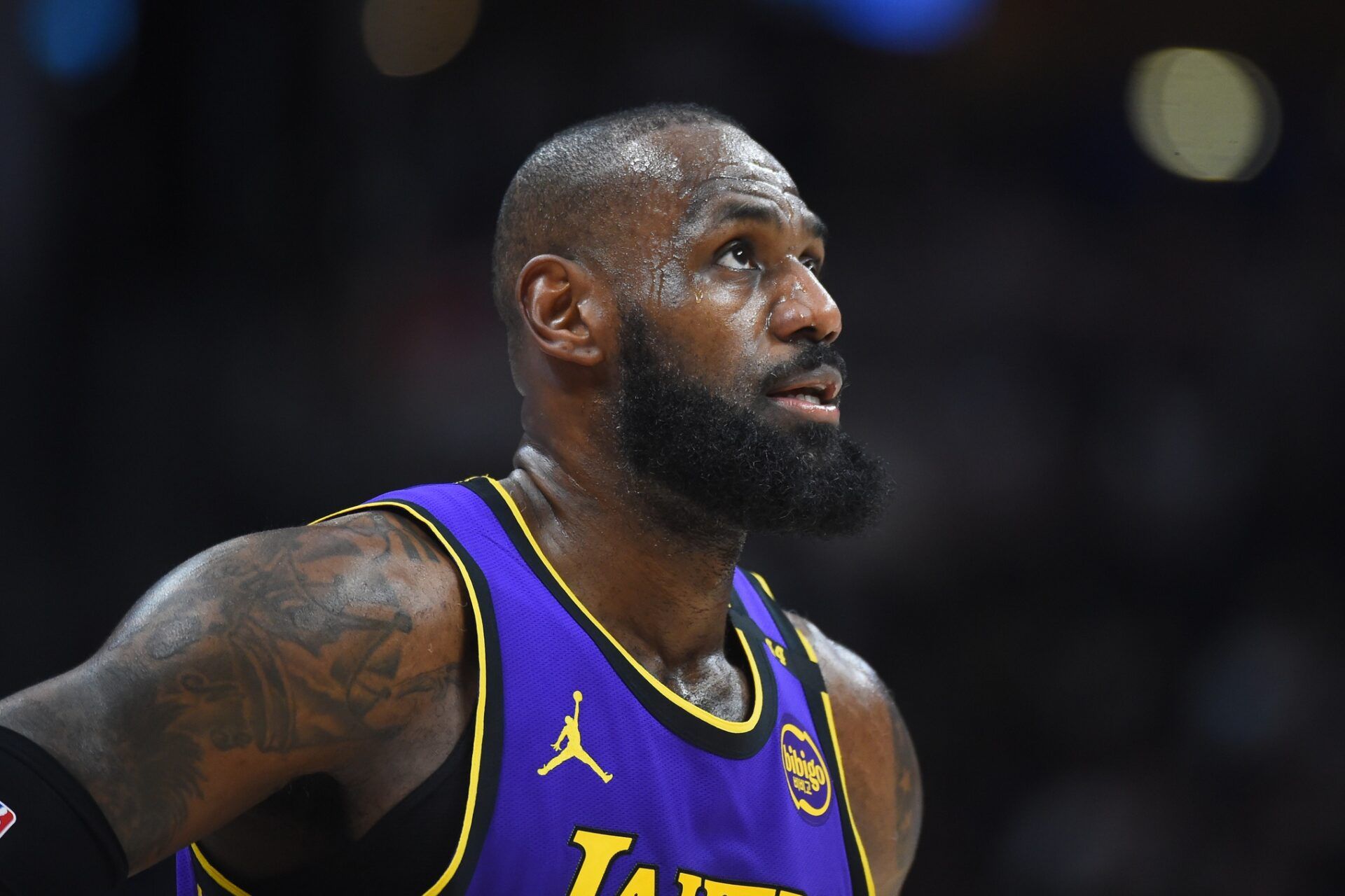 Los Angeles Lakers forward LeBron James (23) during the first half against the Denver Nuggets at Ball Arena.