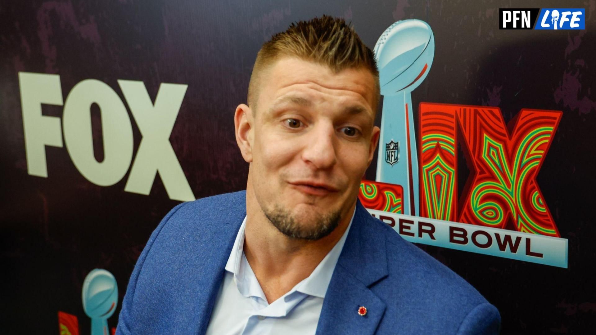 Fox Sports NFL Studio analyst Rob Gronkowski during a Fox Sports media party in advance of Super Bowl LIX at Convention Center.