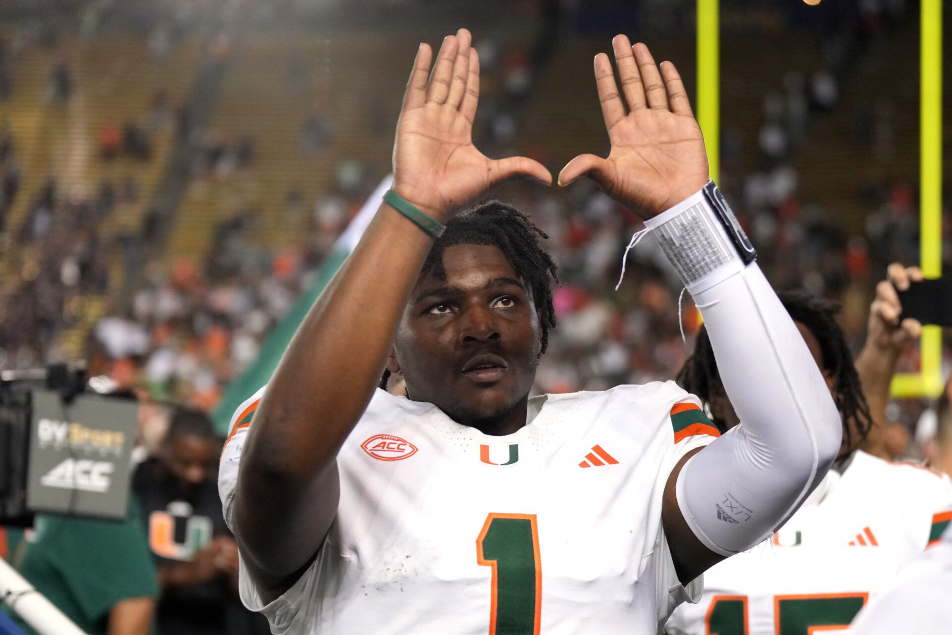 Colorado Buffaloes QB Shedeur Sanders and Miami Hurricanes QB Cam Ward compete against each other in training ahead of 2025 NFL Draft.