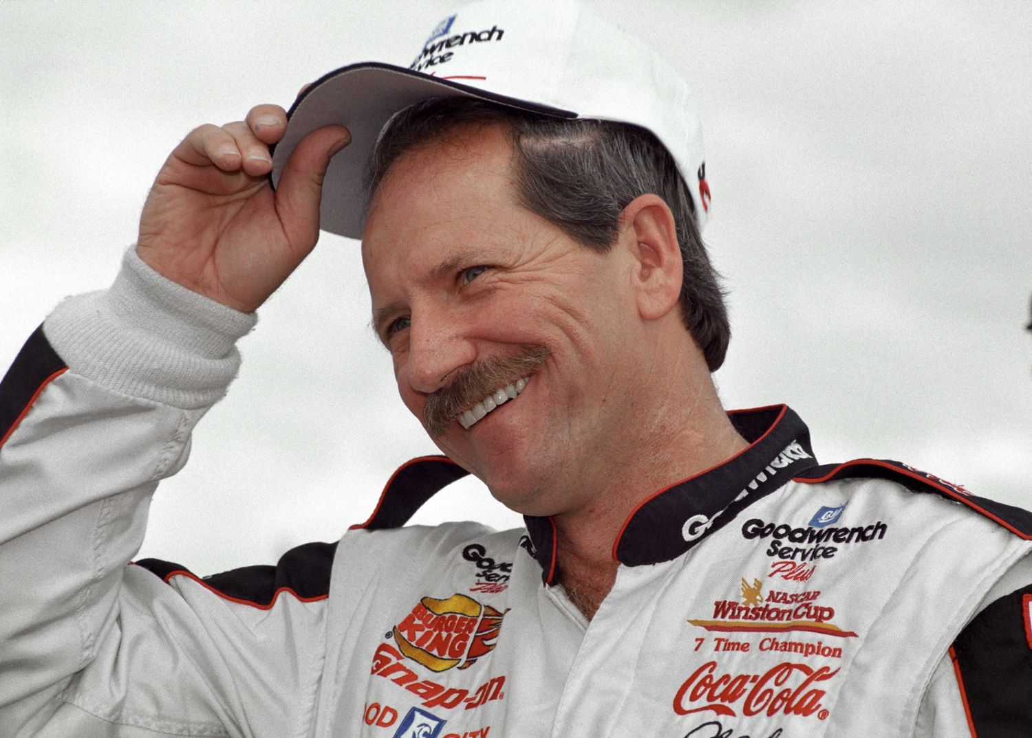 Dale Earnhardt of the Goodwrench Chevrolet car gets ready for the Checker Auto Parts/Dura Lube 500 at Phoenix IUnternational Raceway.