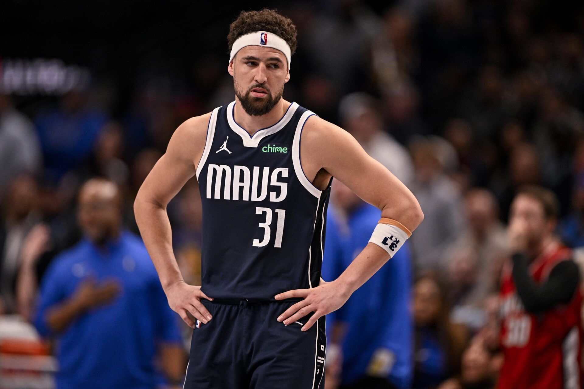 Dallas Mavericks guard Klay Thompson (31) during the game between the Dallas Mavericks and the Golden State Warriors at the American Airlines Center.