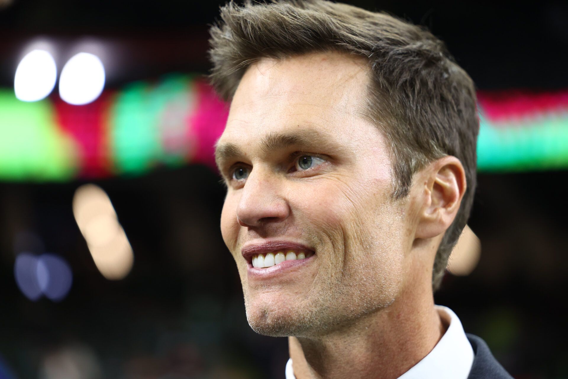 Feb 9, 2025; New Orleans, LA, USA; Tom Brady on the field before Super Bowl LIX between the Philadelphia Eagles and the Kansas City Chiefs at Ceasars Superdome. Mandatory Credit: Mark J. Rebilas-Imagn Images