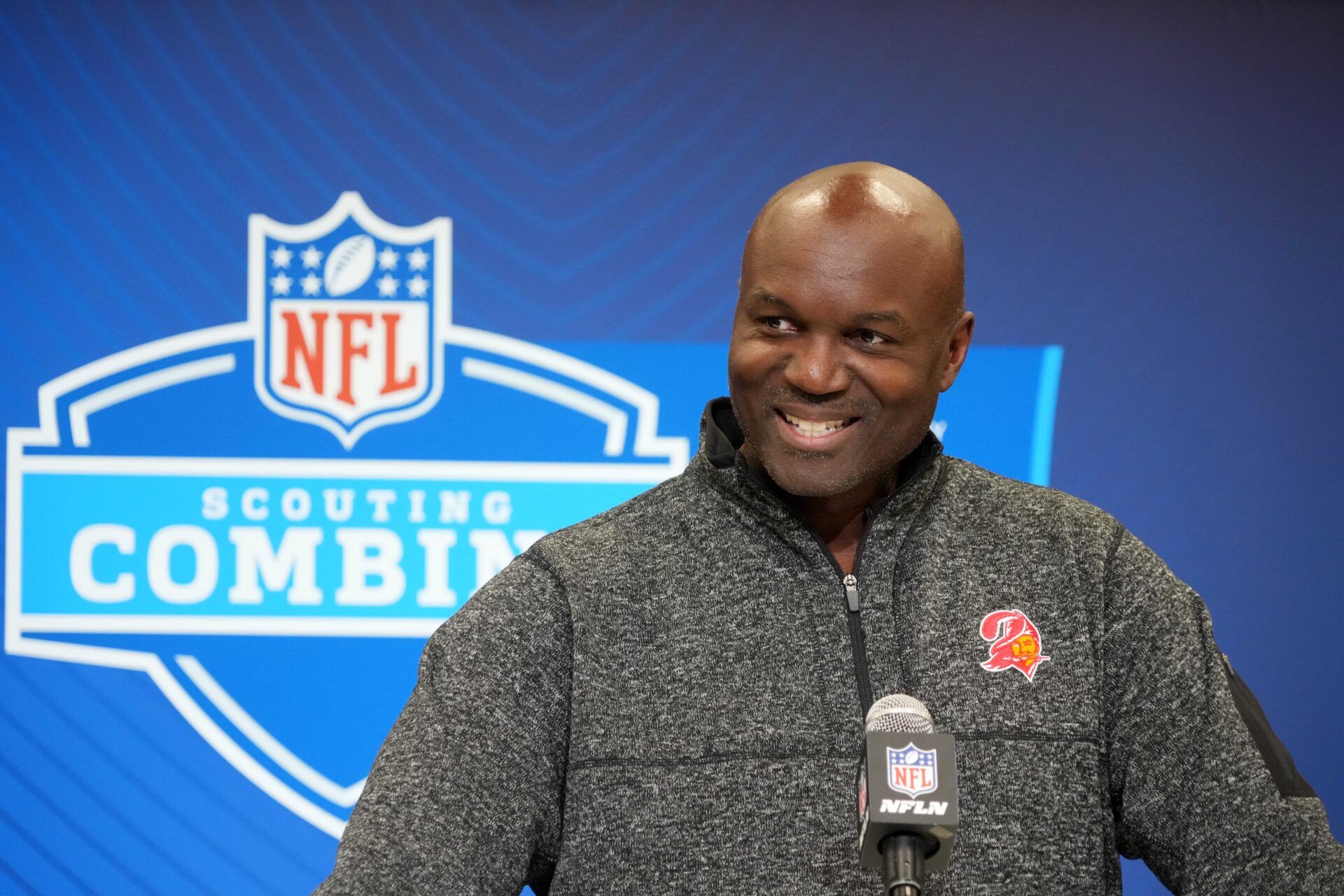 Tampa Bay Buccaneers coach Todd Bowles speaks speaks during the NFL Scouting Combine at the Indiana Convention Center.