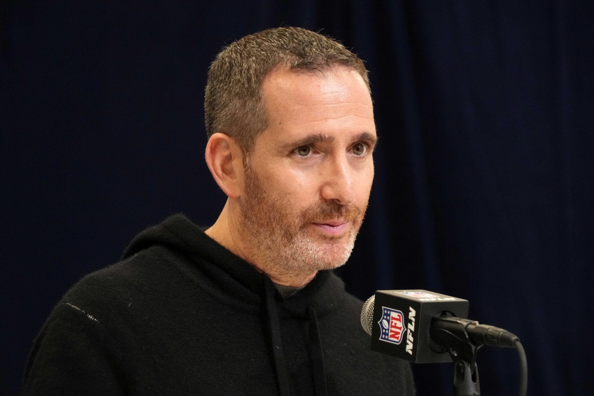 Philadelphia Eagles general manager Howie Roseman speaks during the NFL Scouting Combine at the Indiana Convention Center.