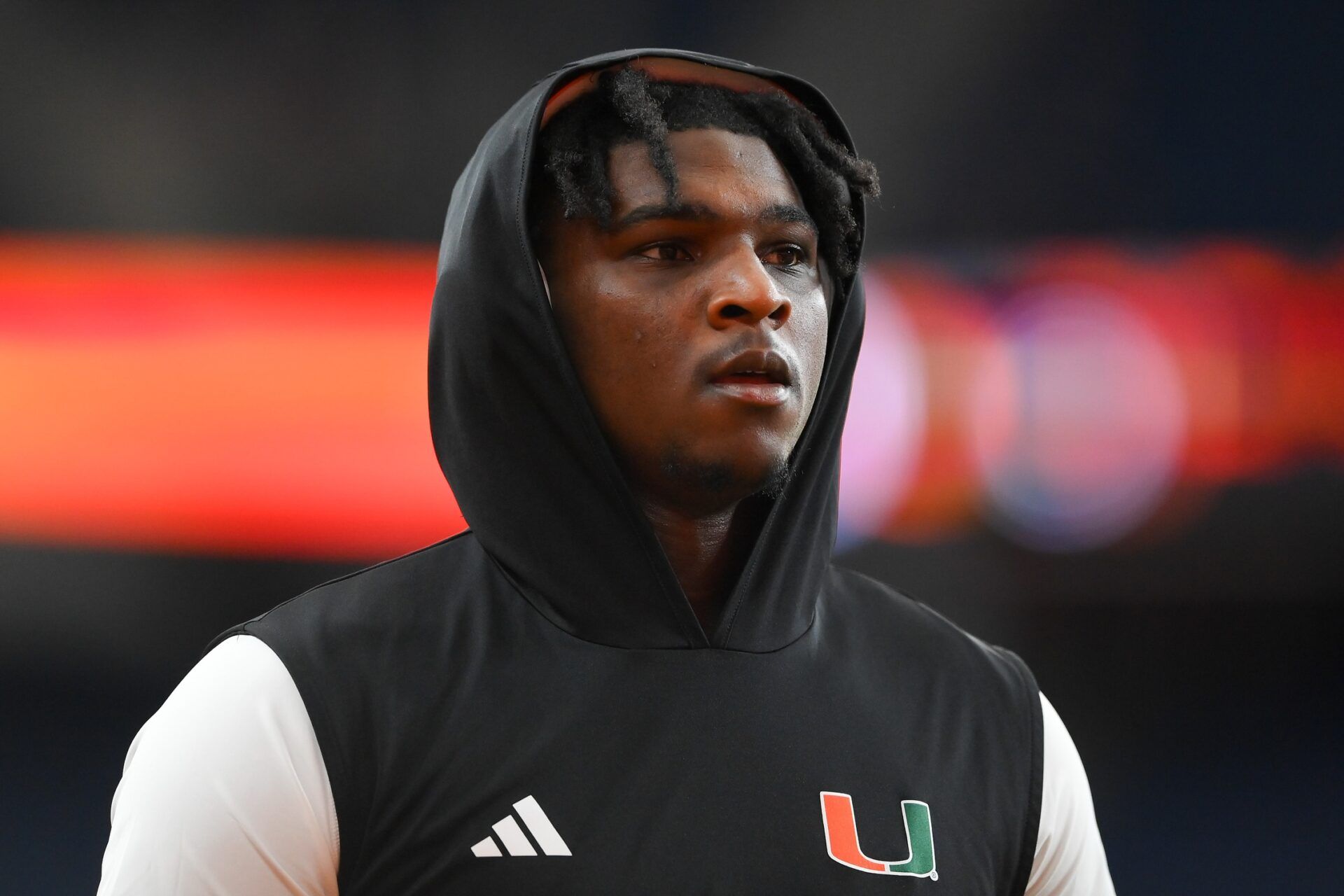 Miami Hurricanes quarterback Cam Ward (1) looks on prior to the game against the Syracuse Orange at the JMA Wireless Dome.