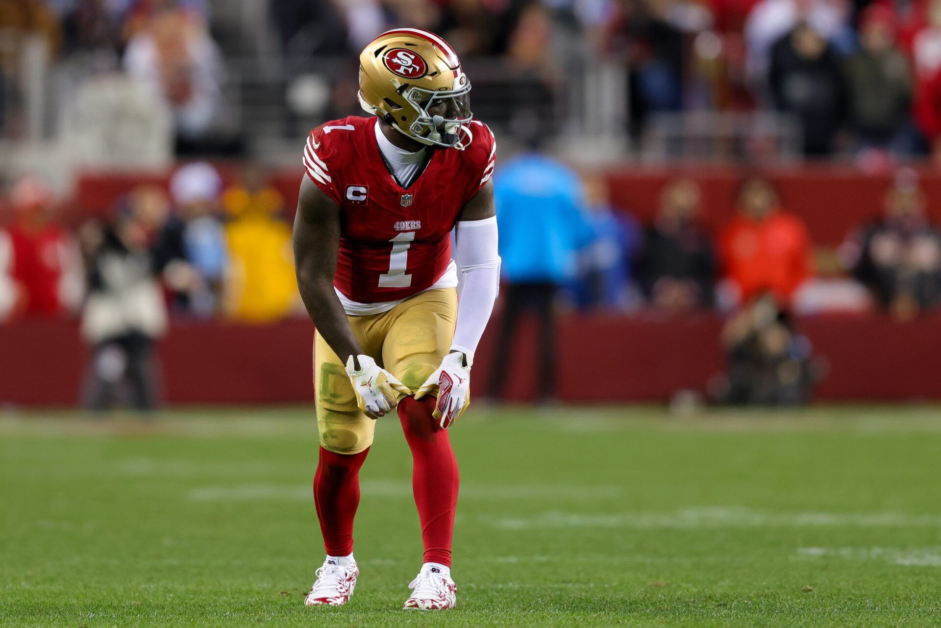 San Francisco 49ers wide receiver Deebo Samuel Sr. (1) during the game against the Detroit Lions at Levi's Stadium.