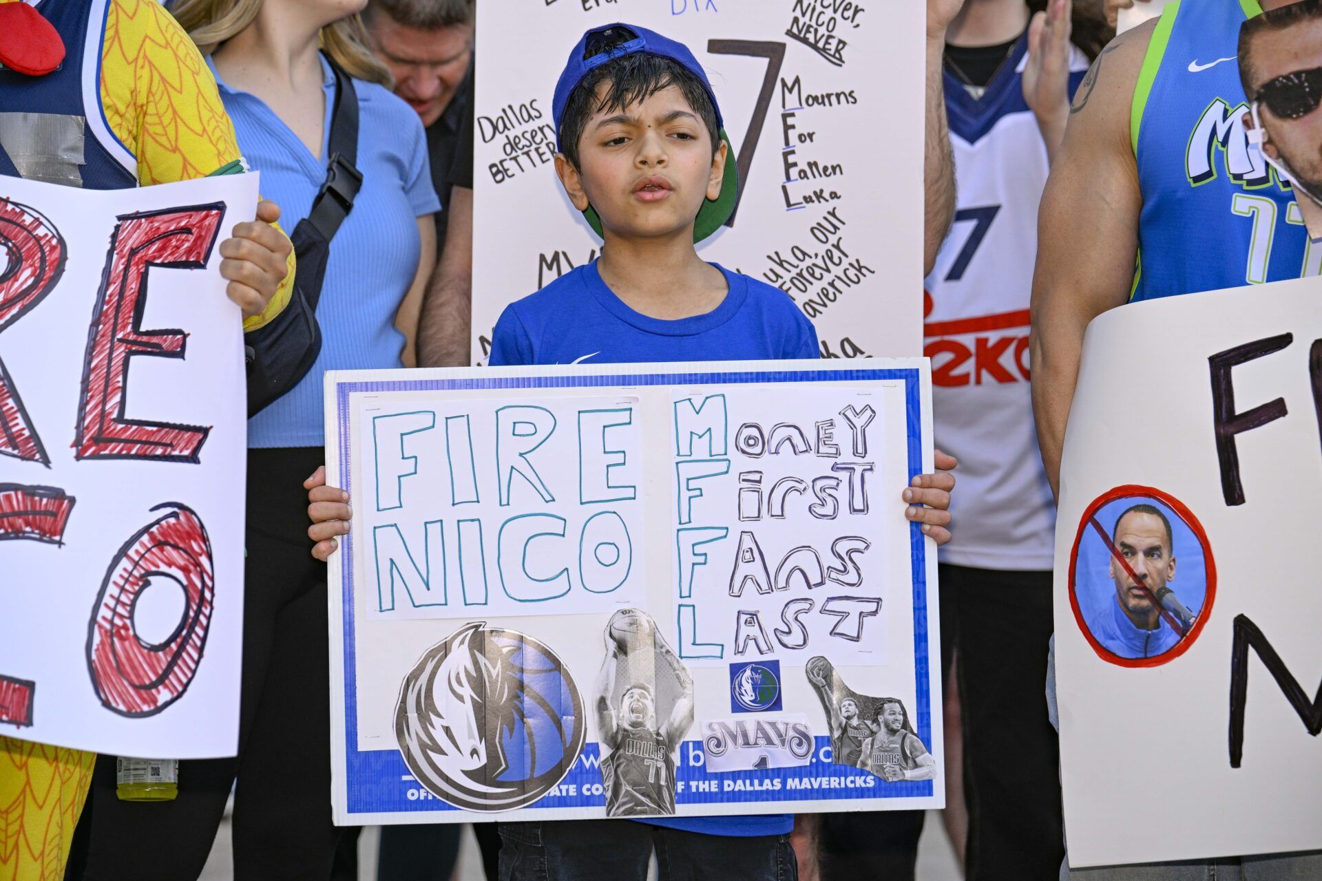 Mavericks Fans Call For GM Nico Harrison’s Job With ‘Fire Nico’ Mural and Stickers After Luka Dončić Trade