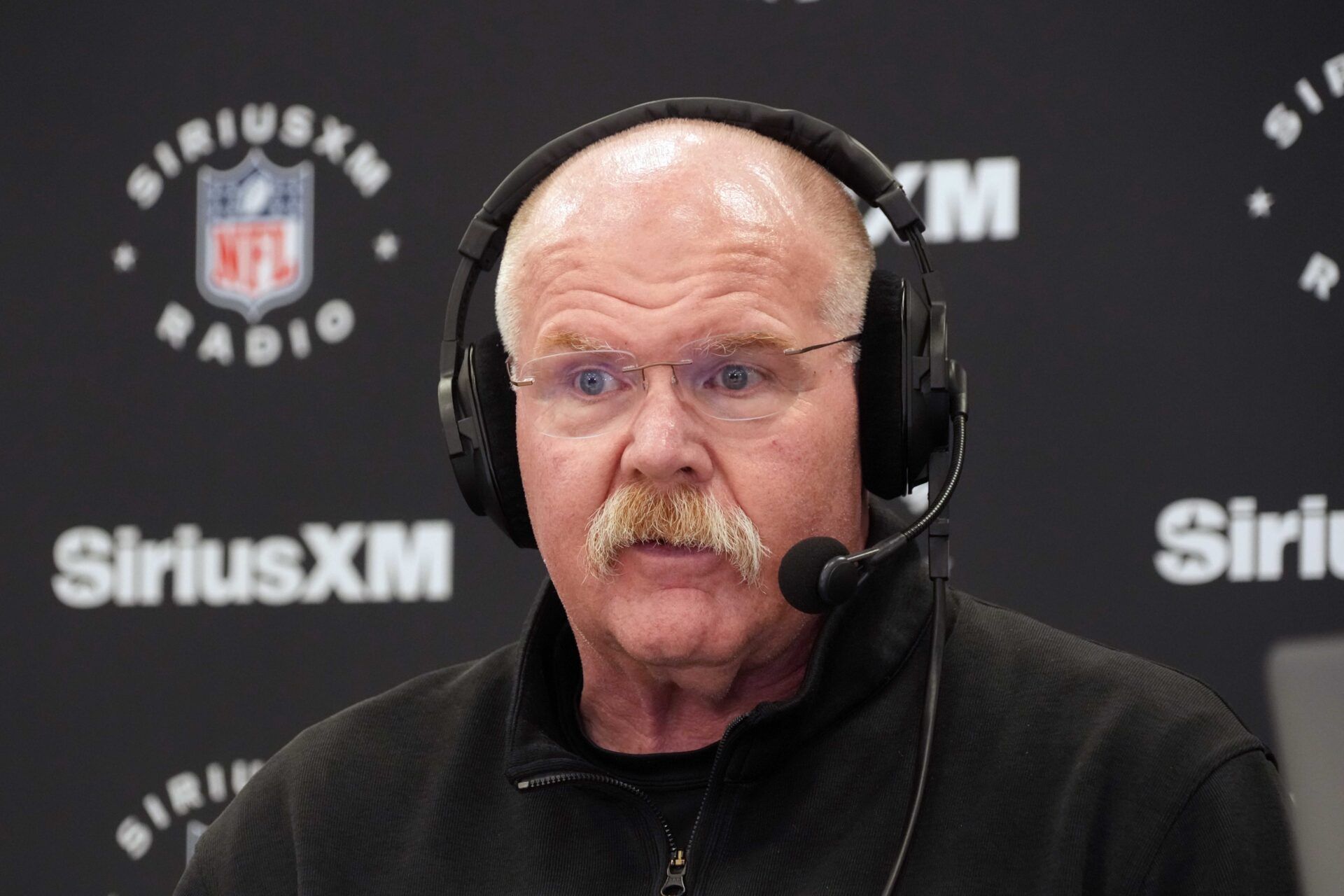 Kansas City Chiefs oach Andy Reid on the SiriusXM radio set at the NFL Scouting Combine at the Indiana Convention Center.