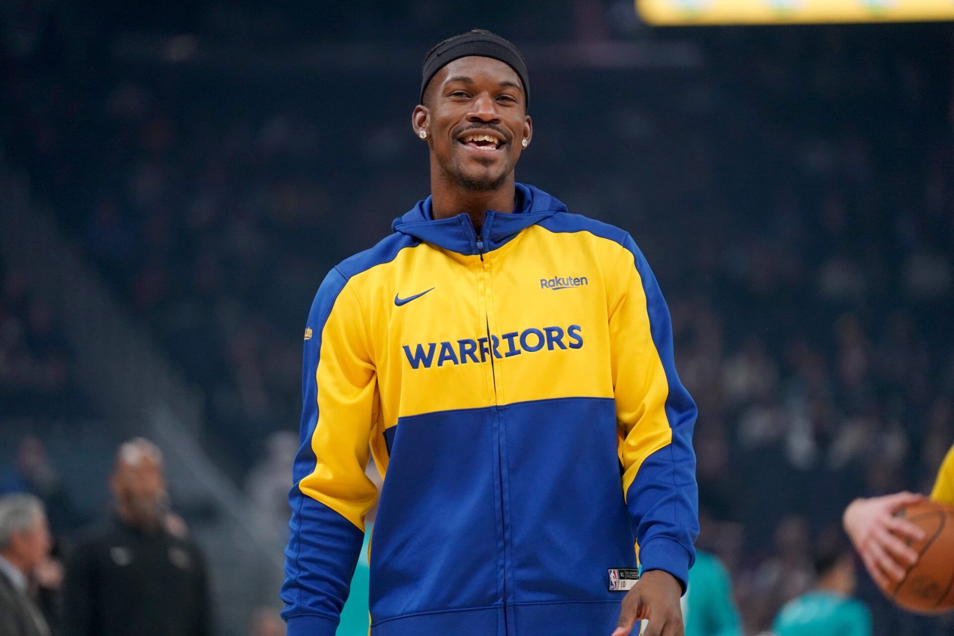 Golden State Warriors forward Jimmy Butler III (10) before a game against the Charlotte Hornets at the Chase Center.