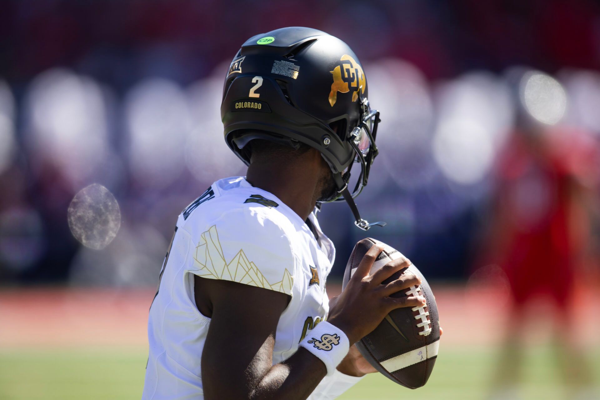 Oct 19, 2024; Tucson, Arizona, USA; Colorado Buffalos quarterback Shedeur Sanders (2) against the Arizona Wildcats at Arizona Stadium. Mandatory Credit: Mark J. Rebilas-Imagn Images