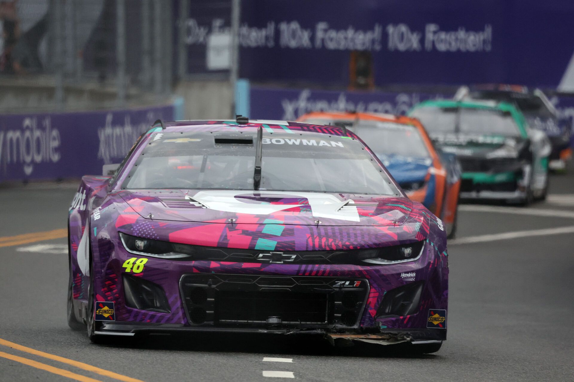 Jul 7, 2024; Chicago, Illinois, USA; NASCAR Cup Series driver Alex Bowman (48) during the Grant Park 165 at Chicago Street Race. Mandatory Credit: Mike Dinovo-USA TODAY Sports