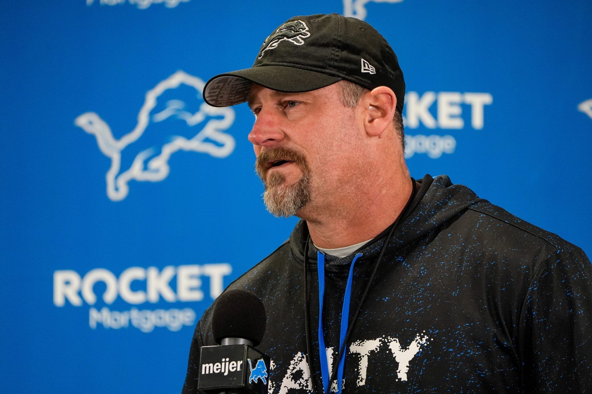 Detroit Lions head coach Dan Campbell speaks at Meijer Performance Center in Allen Park on Friday, Jan.3, 2025.