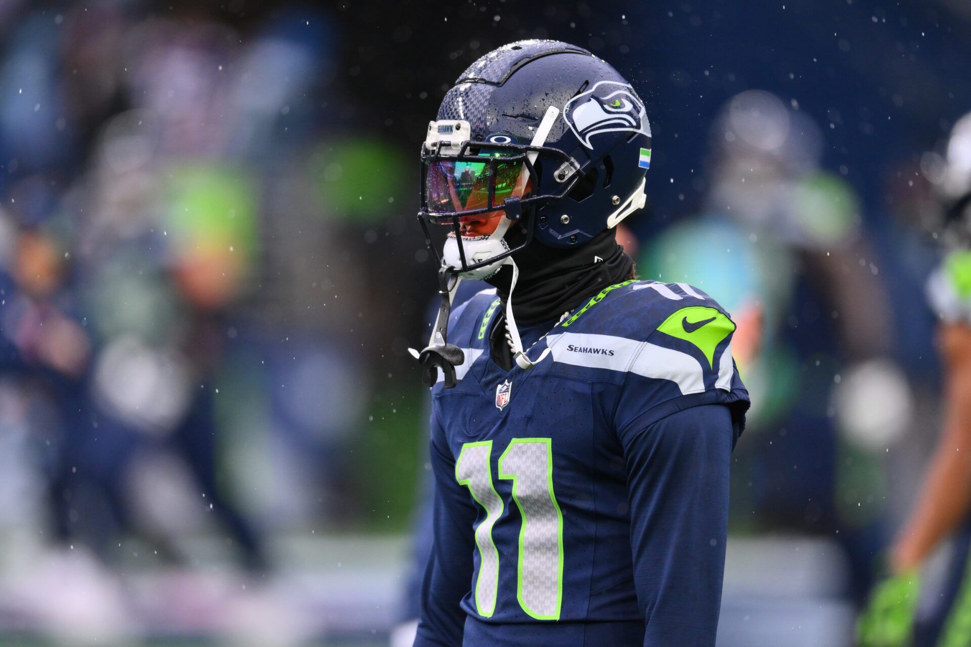 Seattle Seahawks wide receiver Jaxon Smith-Njigba (11) during warmups before the game against the Minnesota Vikings at Lumen Field.