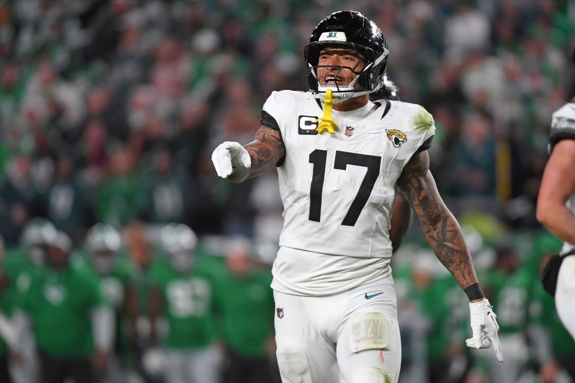 Jacksonville Jaguars tight end Evan Engram (17) against the Philadelphia Eagles at Lincoln Financial Field.