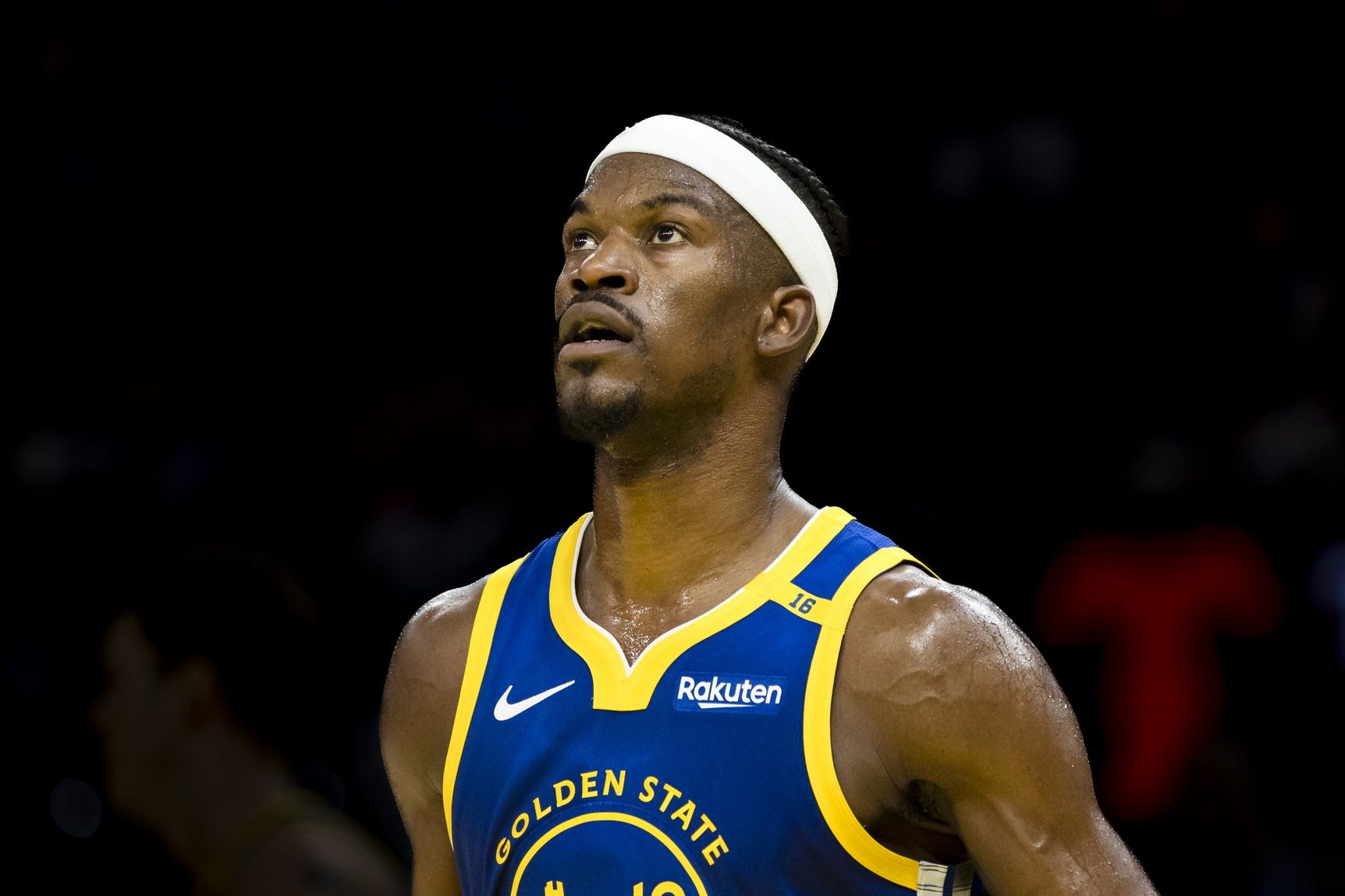 Golden State Warriors forward Jimmy Butler III (10) watches the play during the second quarter of the game against the Dallas Mavericks at Chase Center.