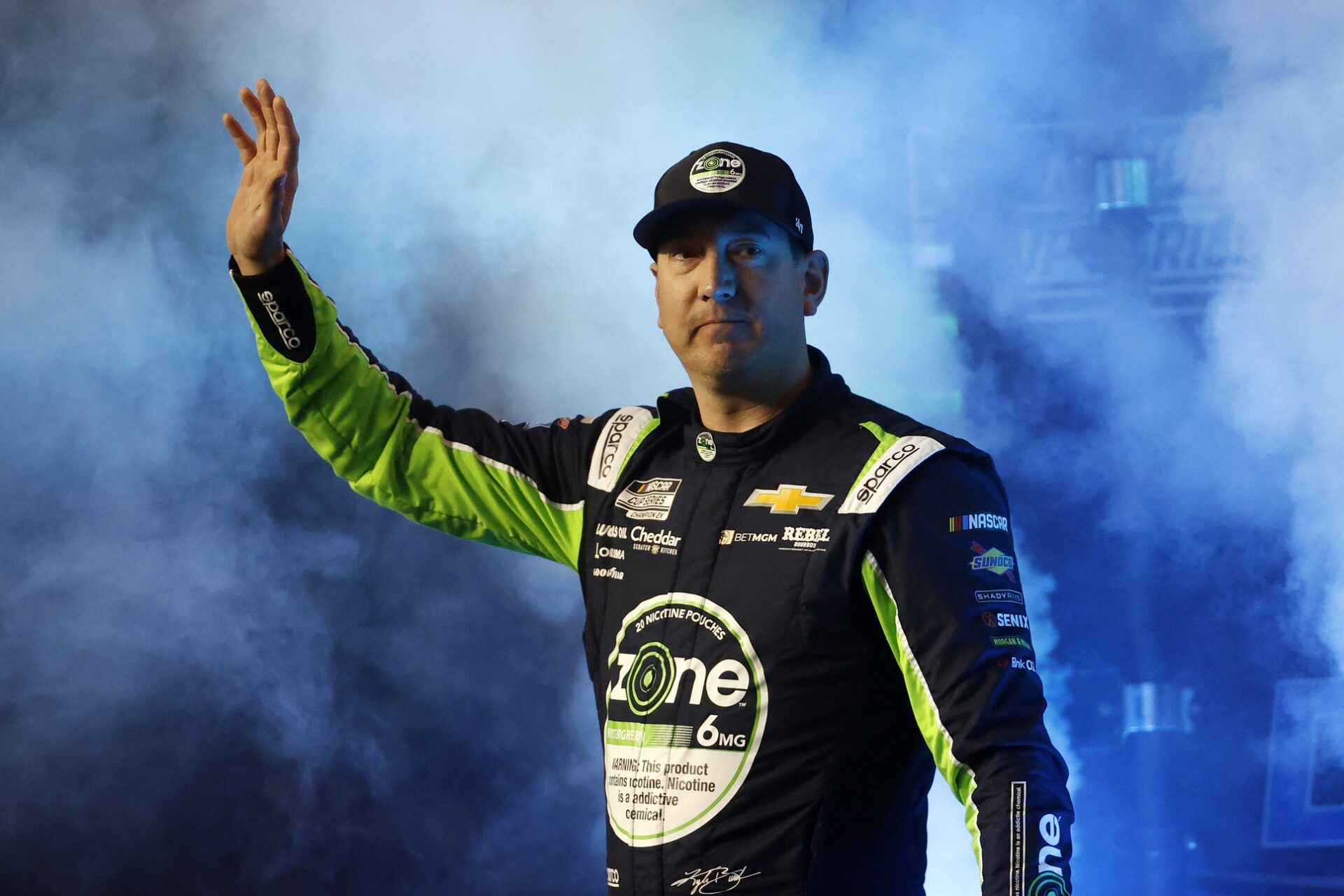 NASCAR Cup Series driver Kyle Busch (8) during driver introductions for the Duels at Daytona International Speedway.