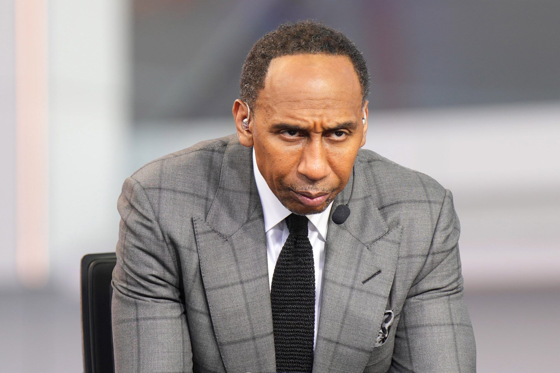 Stephen A. Smith (Stephen Smith) on the ESPN NBA Countdown live set at Intuit Dome.