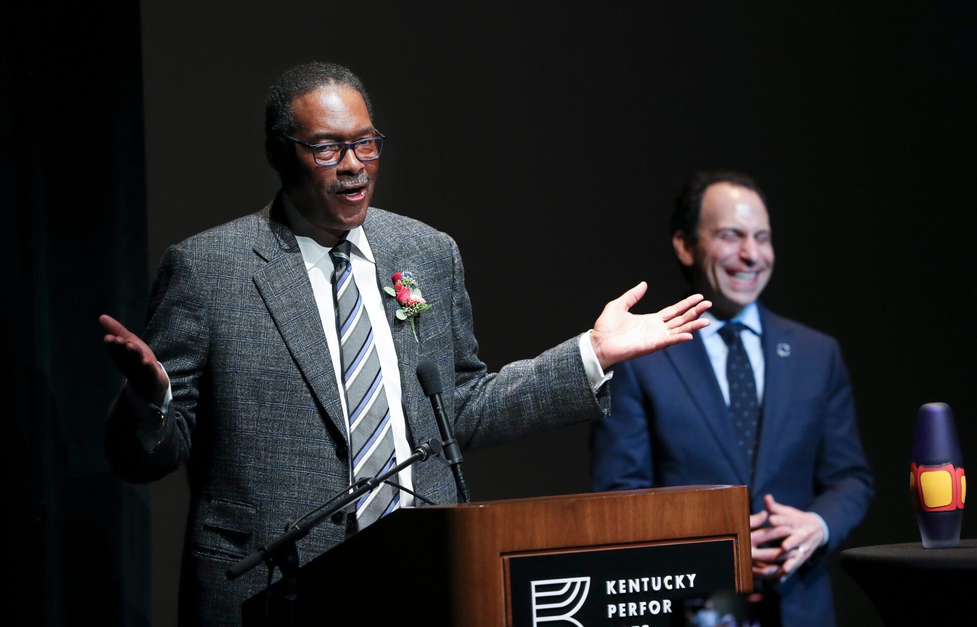 Junior Bridgeman gives a speech at an event