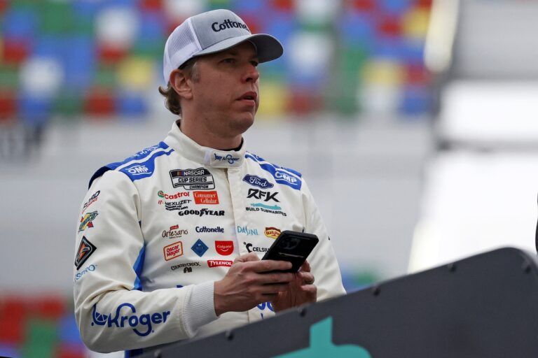 NASCAR Cup Series driver Brad Keselowski (6) during practice for the Daytona 500 at Daytona International Speedway.