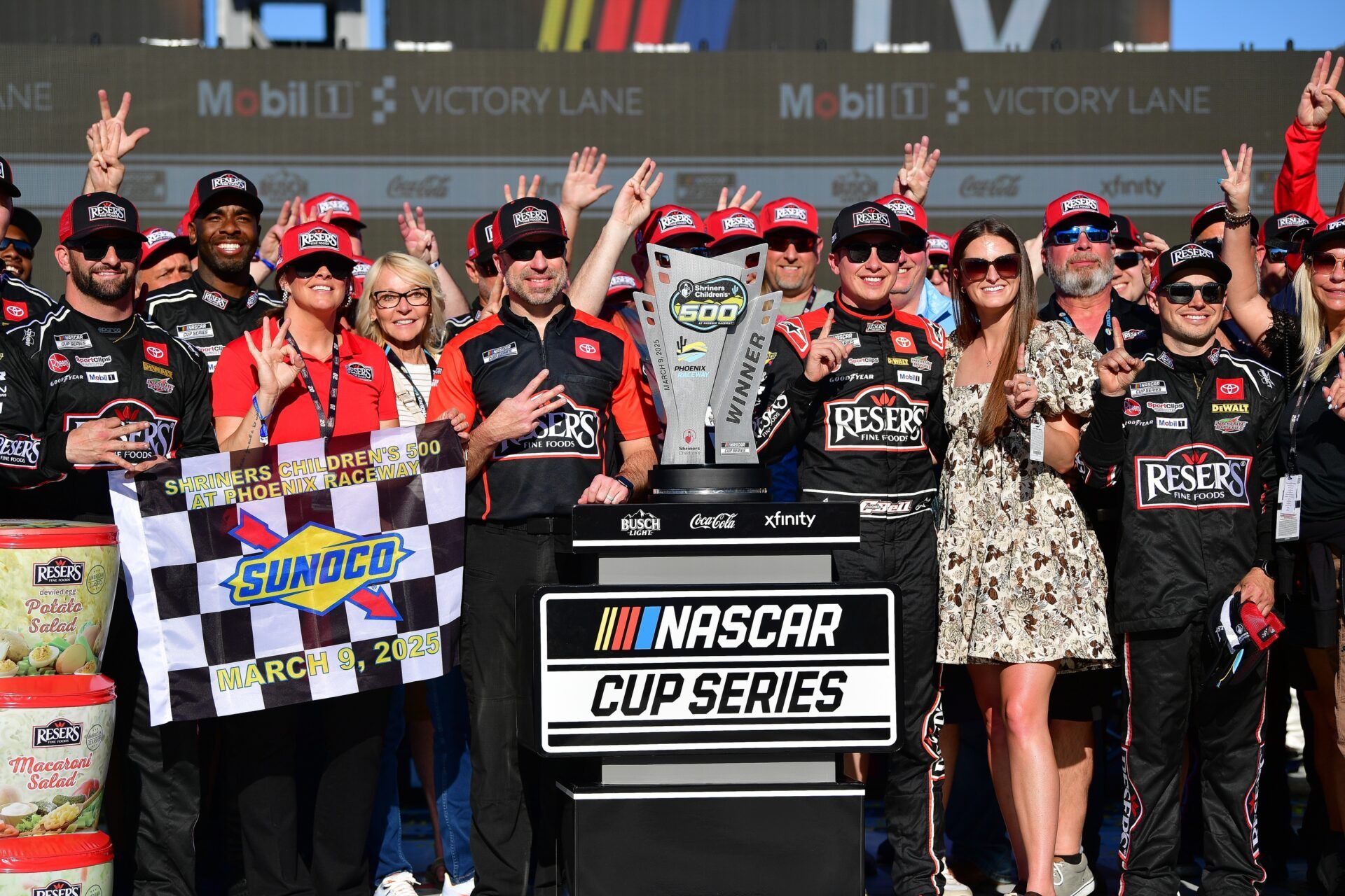 NASCAR Cup Series driver Christopher Bell (20) celebrates his victory of the Shriners Children’s 500 at Phoenix Raceway.