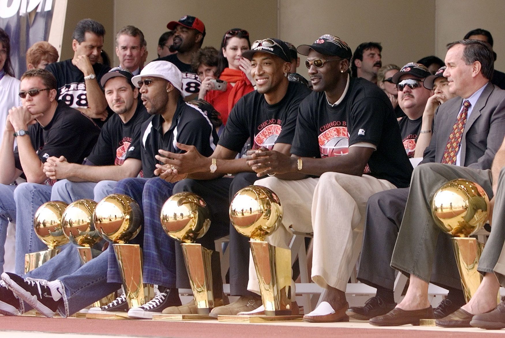 The Chicago Bulls' championship banners that were won during the Michael Jordan era suffered damage at a Disturbed concert.