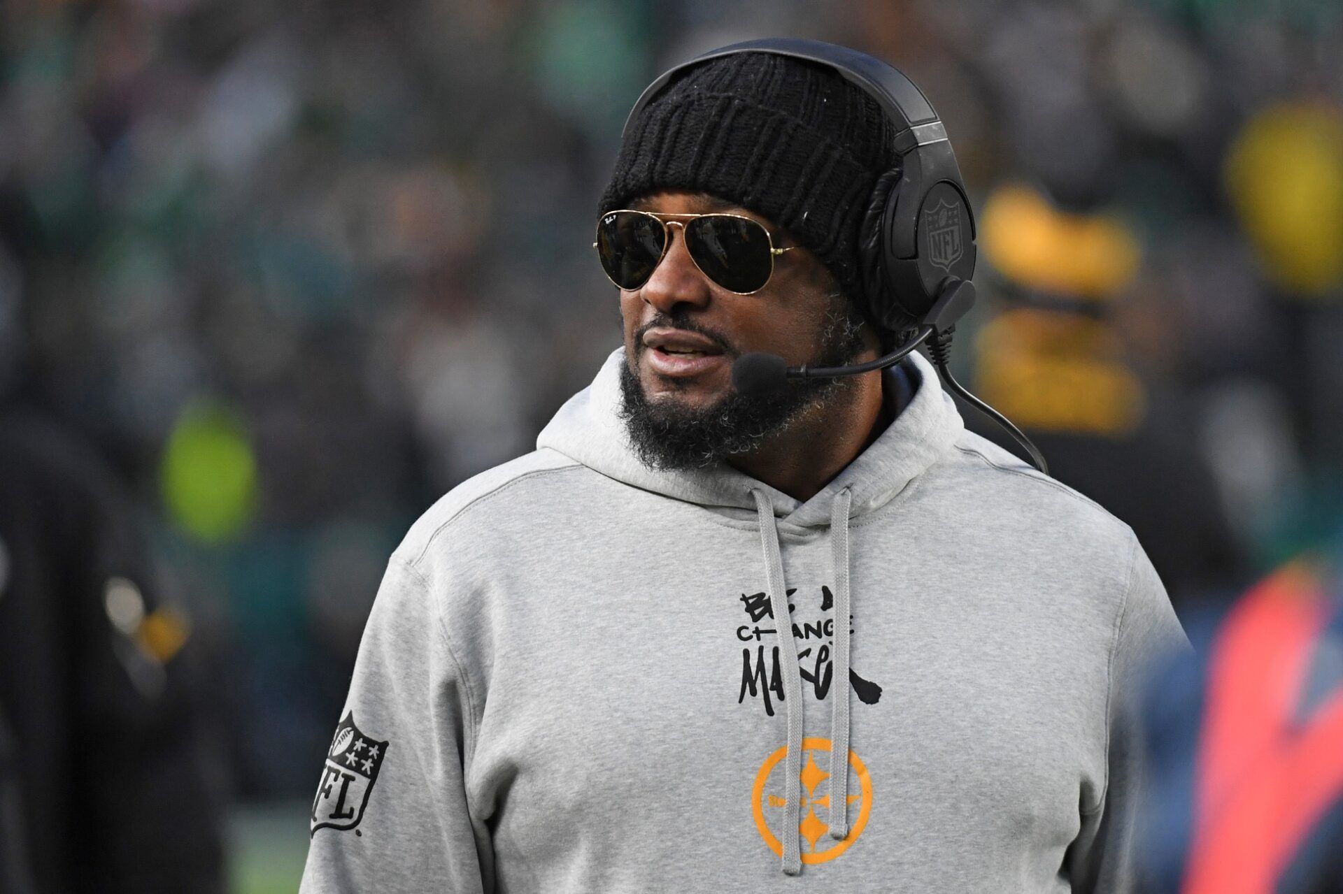 Pittsburgh Steelers head coach Mike Tomlin on the sidelines against the Philadelphia Eagles at Lincoln Financial Field.