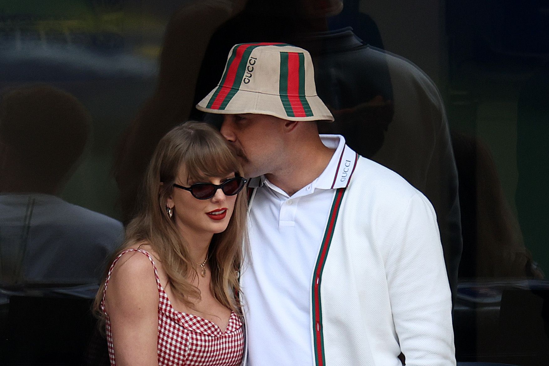 NEW YORK, NEW YORK - SEPTEMBER 08: Singer-songwriter Taylor Swift and Travis Kelce of the Kansas City Chiefs attend the Men's Singles Final match between Taylor Fritz of the United States and Jannik Sinner of Italy on Day Fourteen of the 2024 US Open at USTA Billie Jean King National Tennis Center on September 08, 2024 in the Flushing neighborhood of the Queens borough of New York City. (Photo by Jamie Squire/Getty Images)