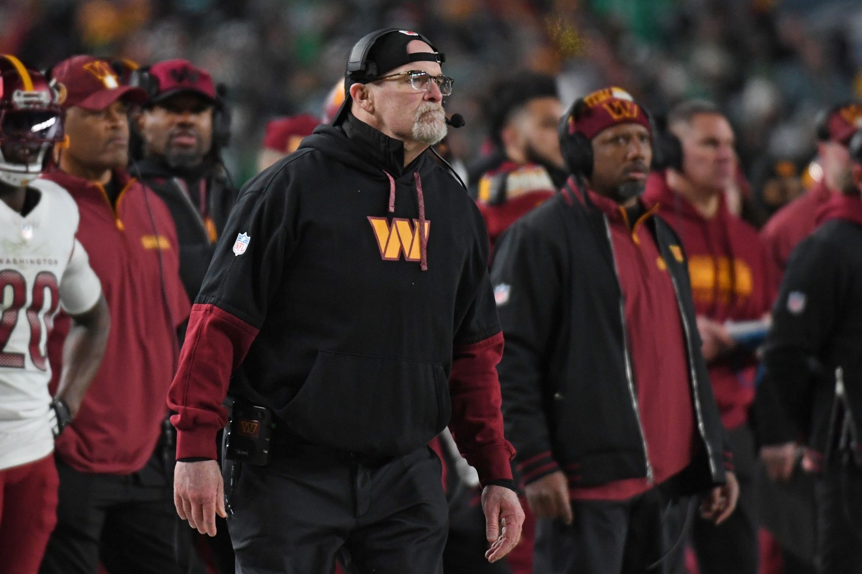 Washington Commanders head coach Dan Quinn against the Philadelphia Eagles in the NFC Championship game at Lincoln Financial Field.