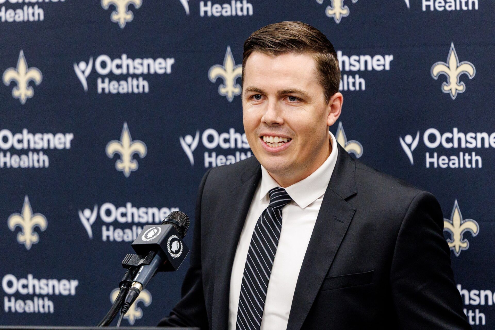 New Orleans Saints introduce Kellen Moore as the head coach and he addresses the media at Ochsner Sports Performance Center.