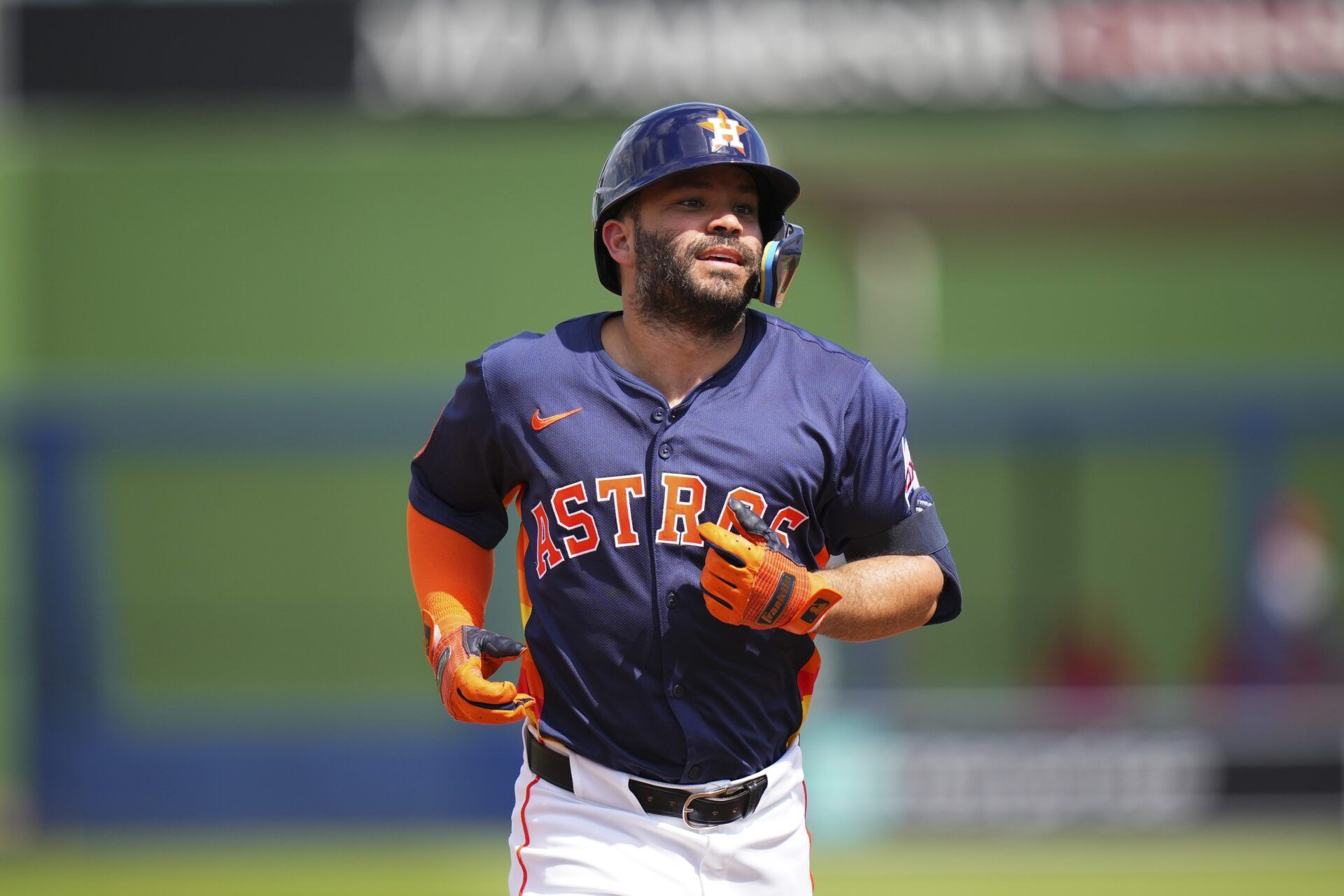 Houston Astros second base Jose Altuve (27) rounds the bases after hitting a home run against the St. Louis Cardinals during the fourth inning at CACTI Park of the Palm Beaches.
