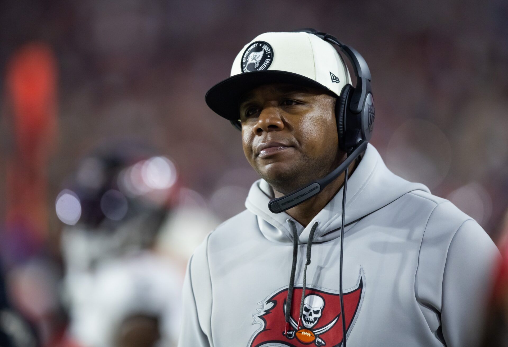 Tampa Bay Buccaneers offensive coordinator Byron Leftwich against the Arizona Cardinals at State Farm Stadium.