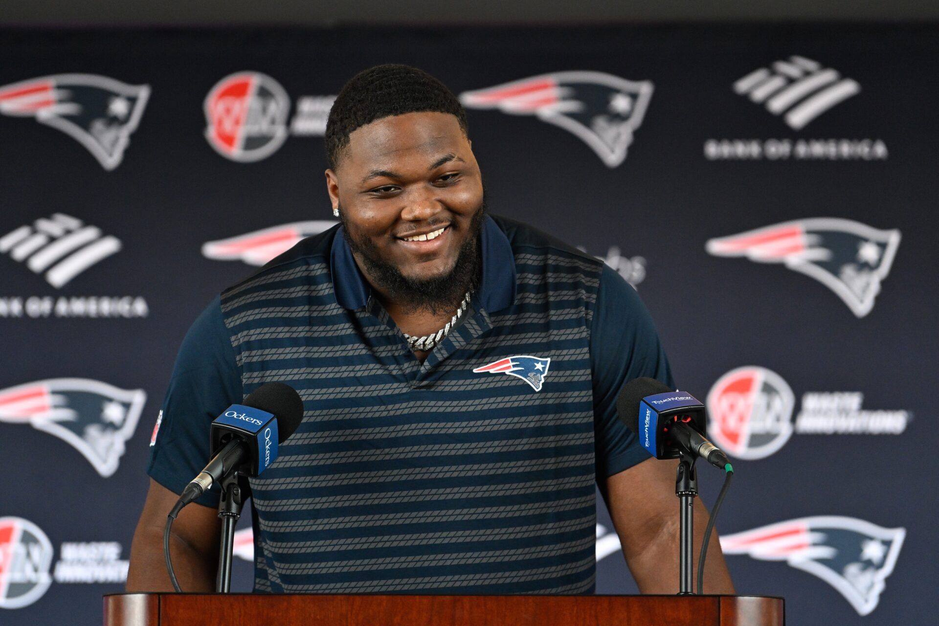 New England Patriots defensive tackle Milton Williams discusses his recent free agent addition to the Patriots with the media at Gillette Stadium.