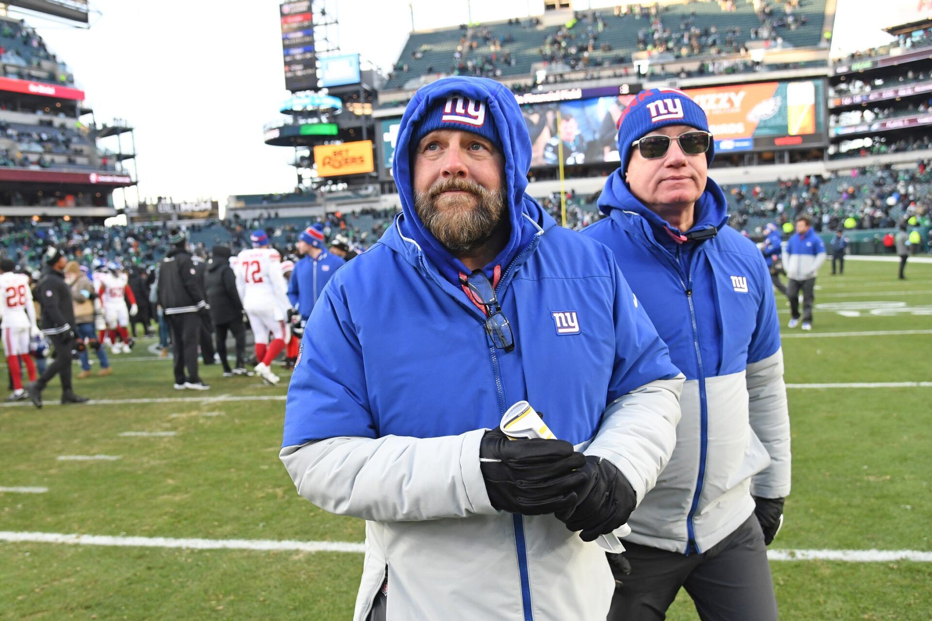 New York Giants head coach Brian Daboll walks off the field after loss to Philadelphia Eagles at Lincoln Financial Field.
