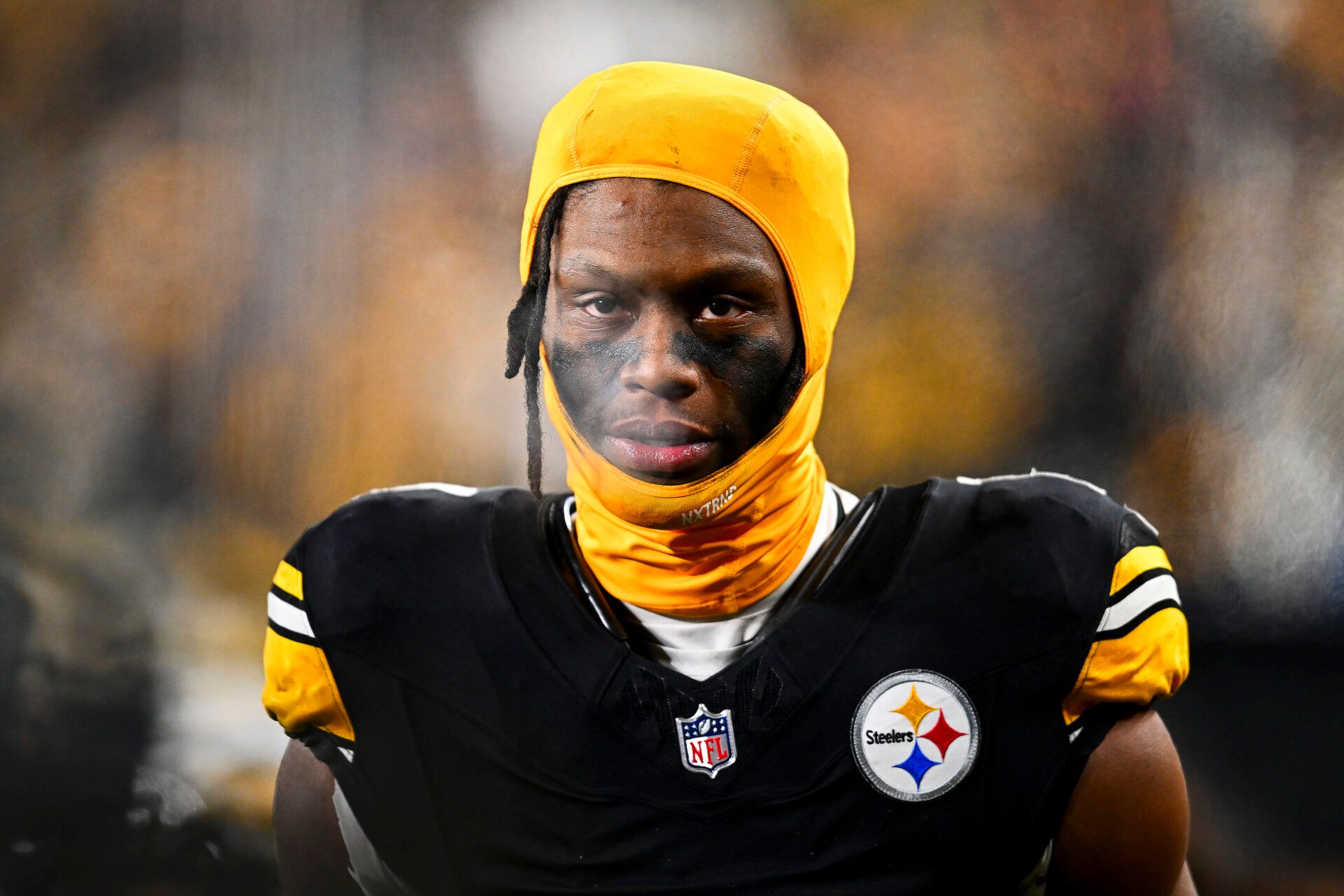 PITTSBURGH, PENNSYLVANIA - JANUARY 04: George Pickens #14 of the Pittsburgh Steelers looks on during a game against the Cincinnati Bengals at Acrisure Stadium on January 04, 2025 in Pittsburgh, Pennsylvania. (Photo by Joe Sargent/Getty Images)